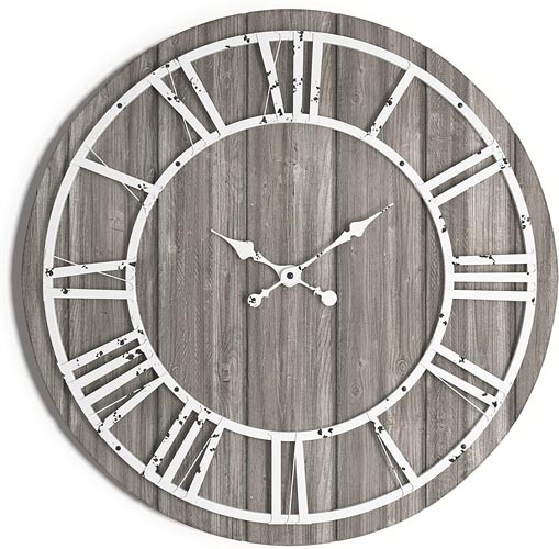 Barnyard Designs Large 26-inch Round Wooden Silent Clock